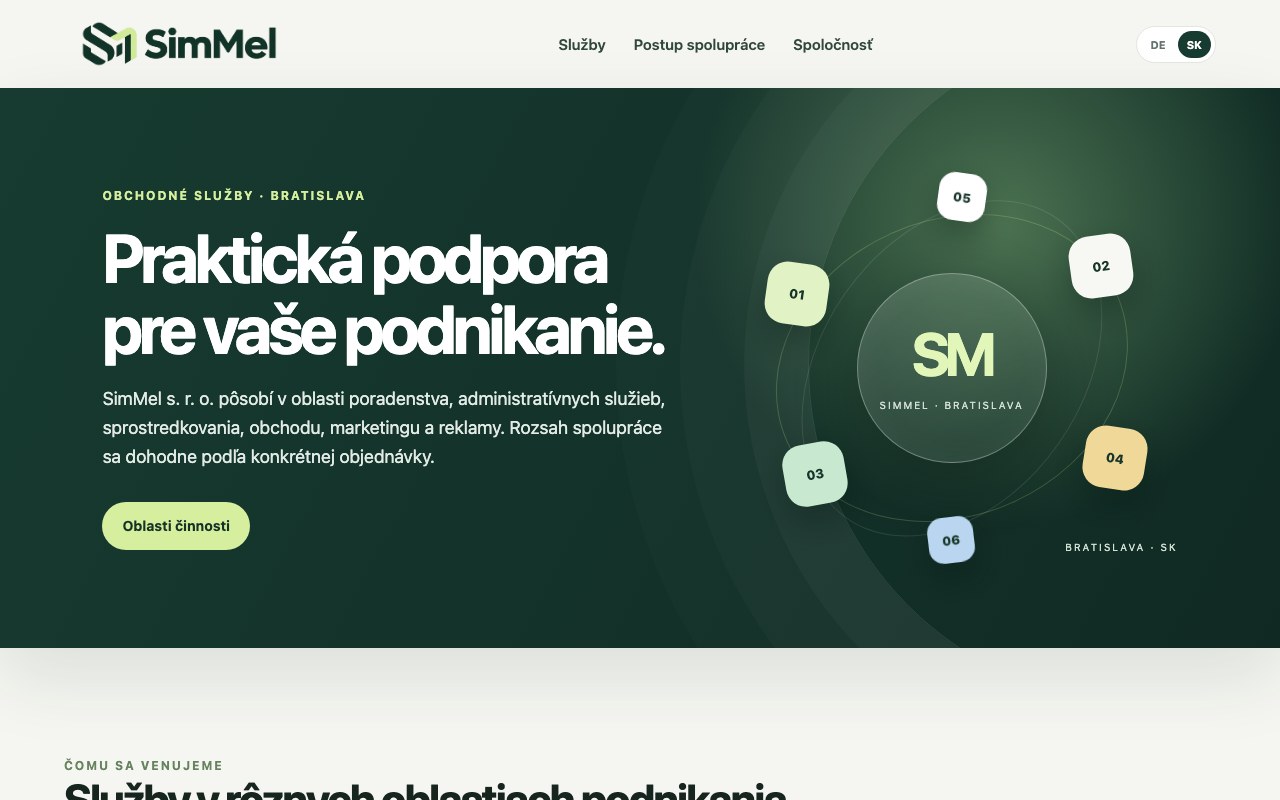 SimMel home page in Slovak